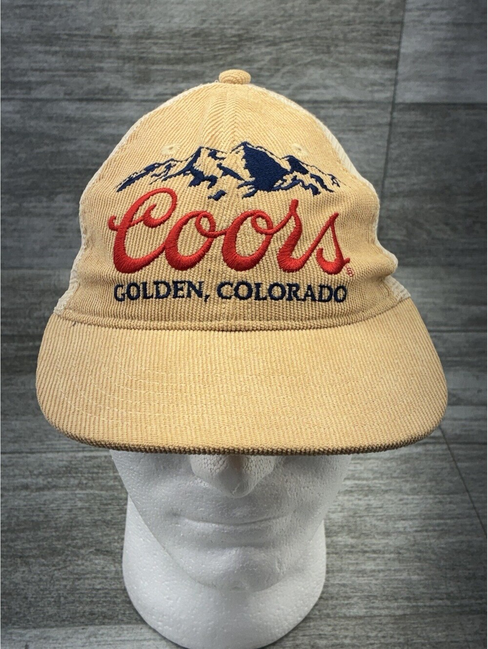 Coors Light Corduroy Hat Adult Beige Snap Back Banquet Golden Colorado Cap